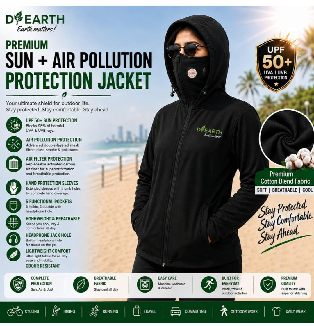 Women - Premium black sunscreen jacket