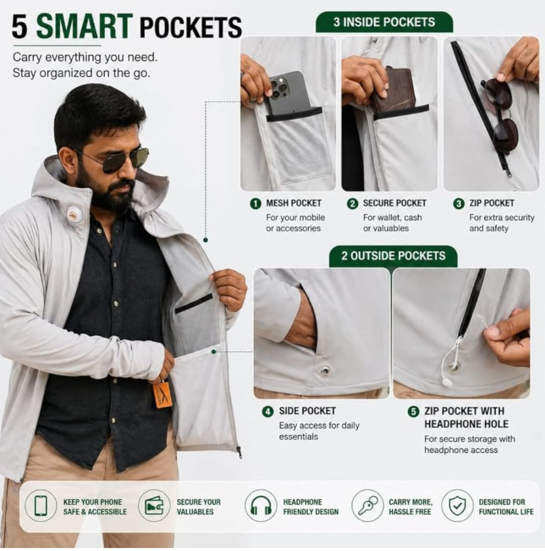 Men - Standard grey sunscreen jacket