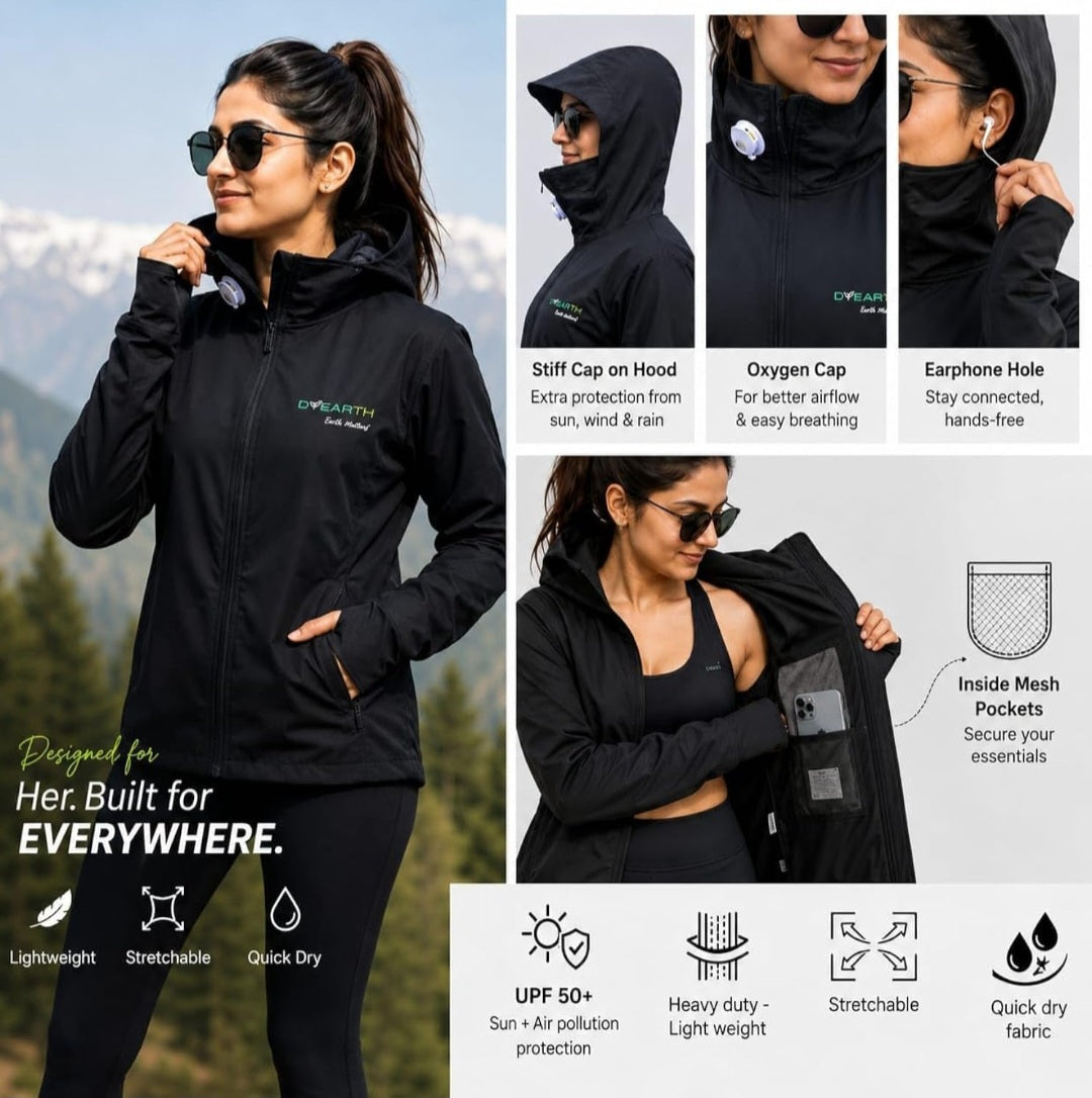 Women - Premium black sunscreen jacket